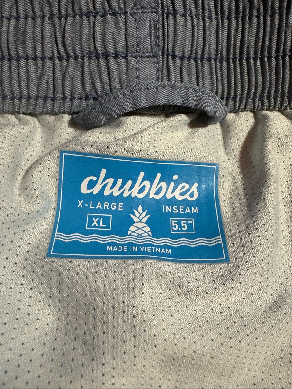 chubbies Gray Swim Shorts with Blue Brand Label